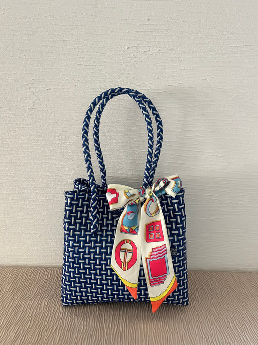 プラカゴバッグ S 《スカーフセット》ネイビージェリー