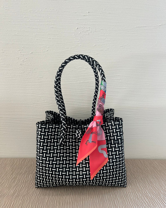 プラカゴバッグ M横長 《スカーフセット》ミッドナイトブラック