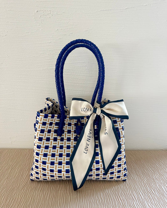 プラカゴバッグ M横長 《スカーフセット》ネイビーリュクス