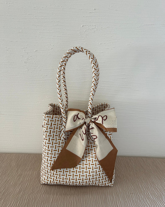 プラカゴバッグ S 《スカーフセット》シャンパンゴールドホワイト