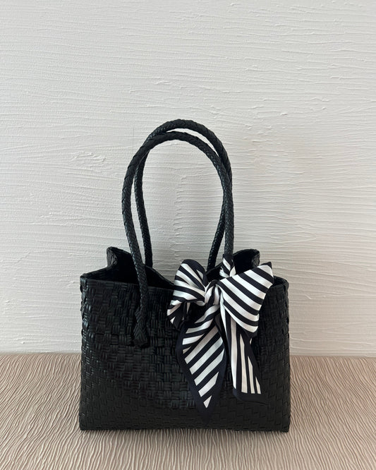 プラカゴバッグ M横長 《スカーフセット》チャコールブラック