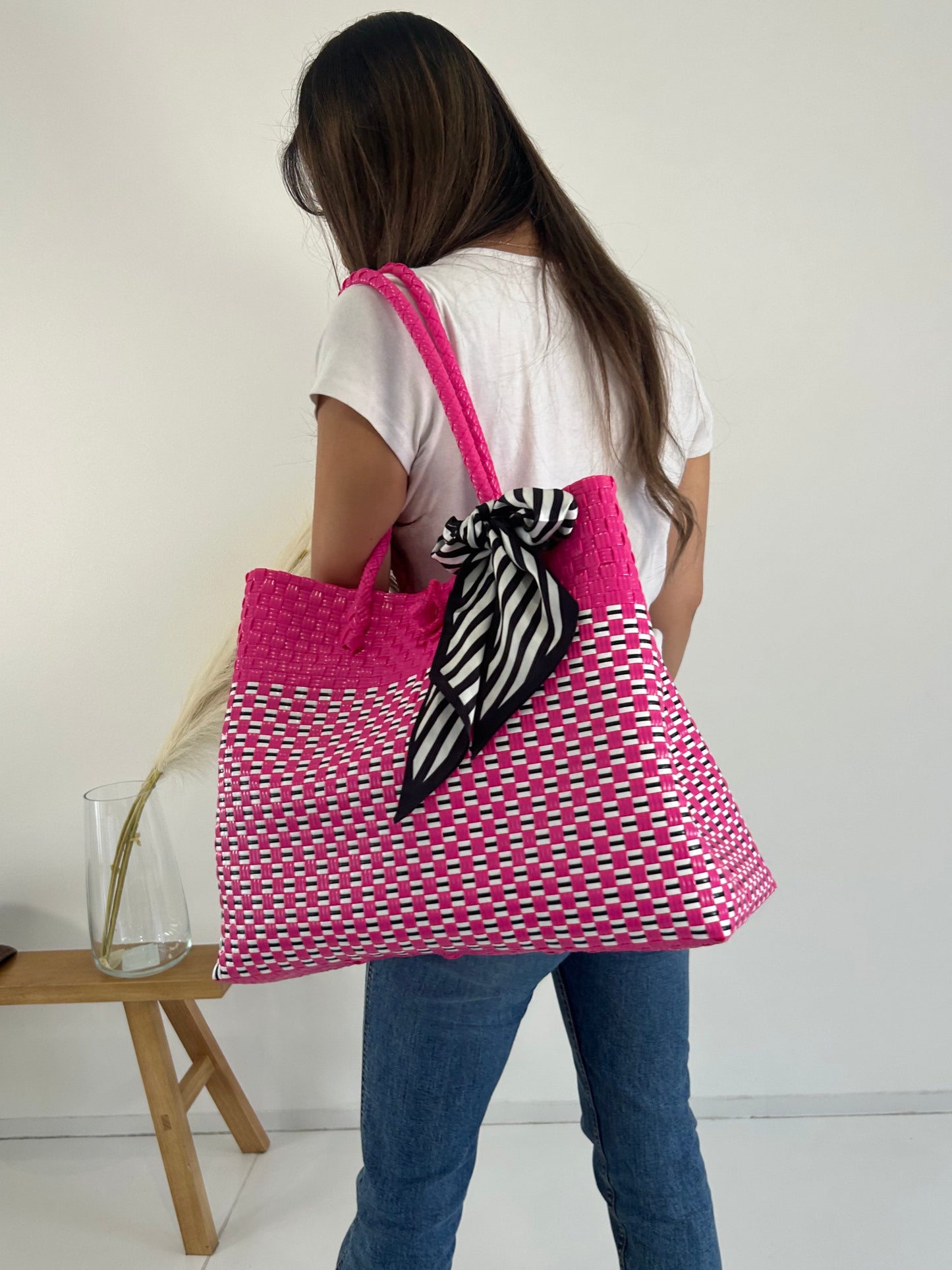 プラカゴバッグ　XL　《スカーフセット》ホットピンク