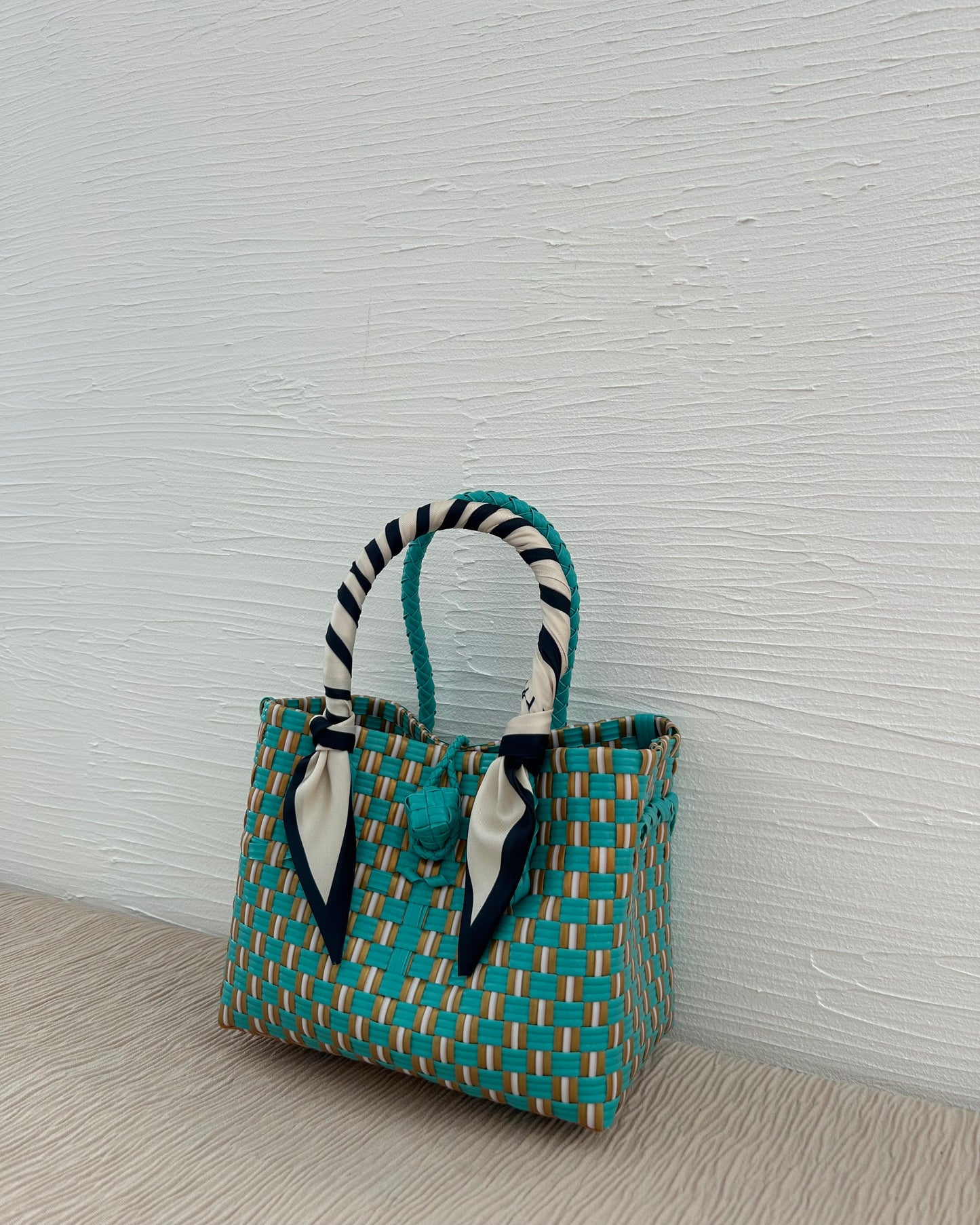 NEW プラカゴバッグ　XS　《スカーフセット》ゴールデンターコイズ