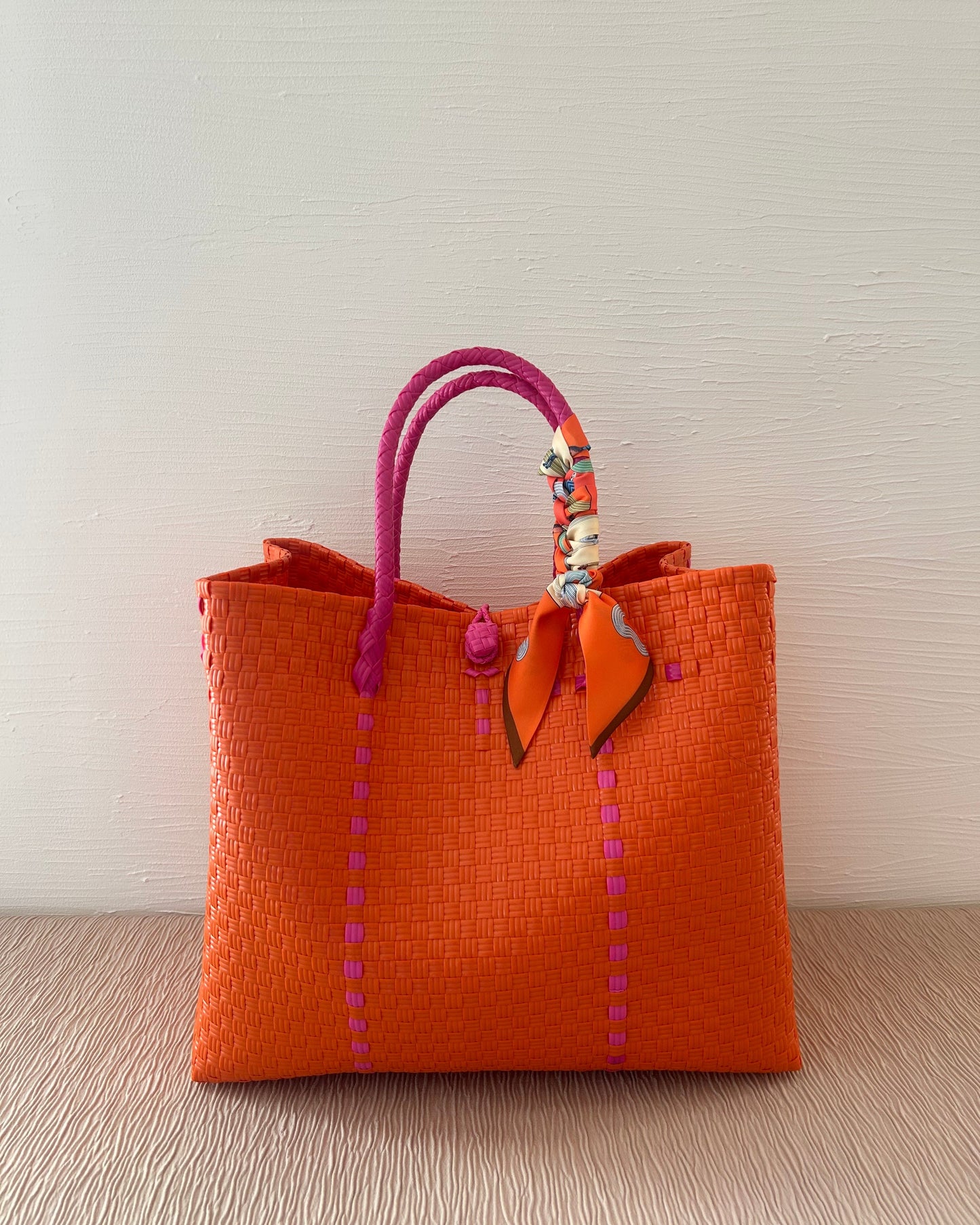 NEW プラカゴバッグ　XL　《スカーフセット》タンジリンブラッシュ　ショートハンドル