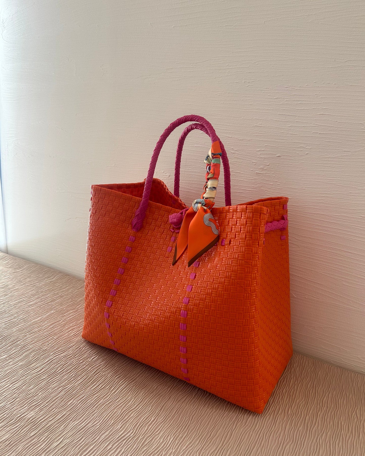 NEW プラカゴバッグ　XL　《スカーフセット》タンジリンブラッシュ　ショートハンドル