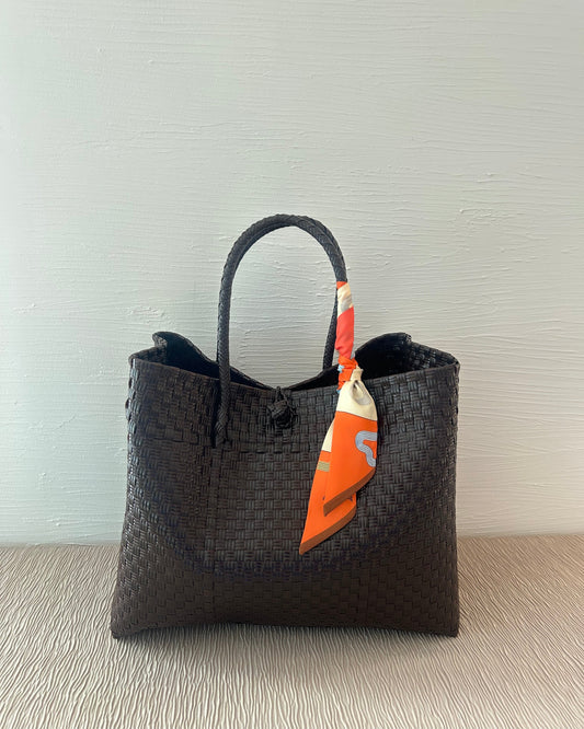 NEW プラカゴバッグ　XL　《スカーフセット》　チョコレートブラウン　ショートハンドル