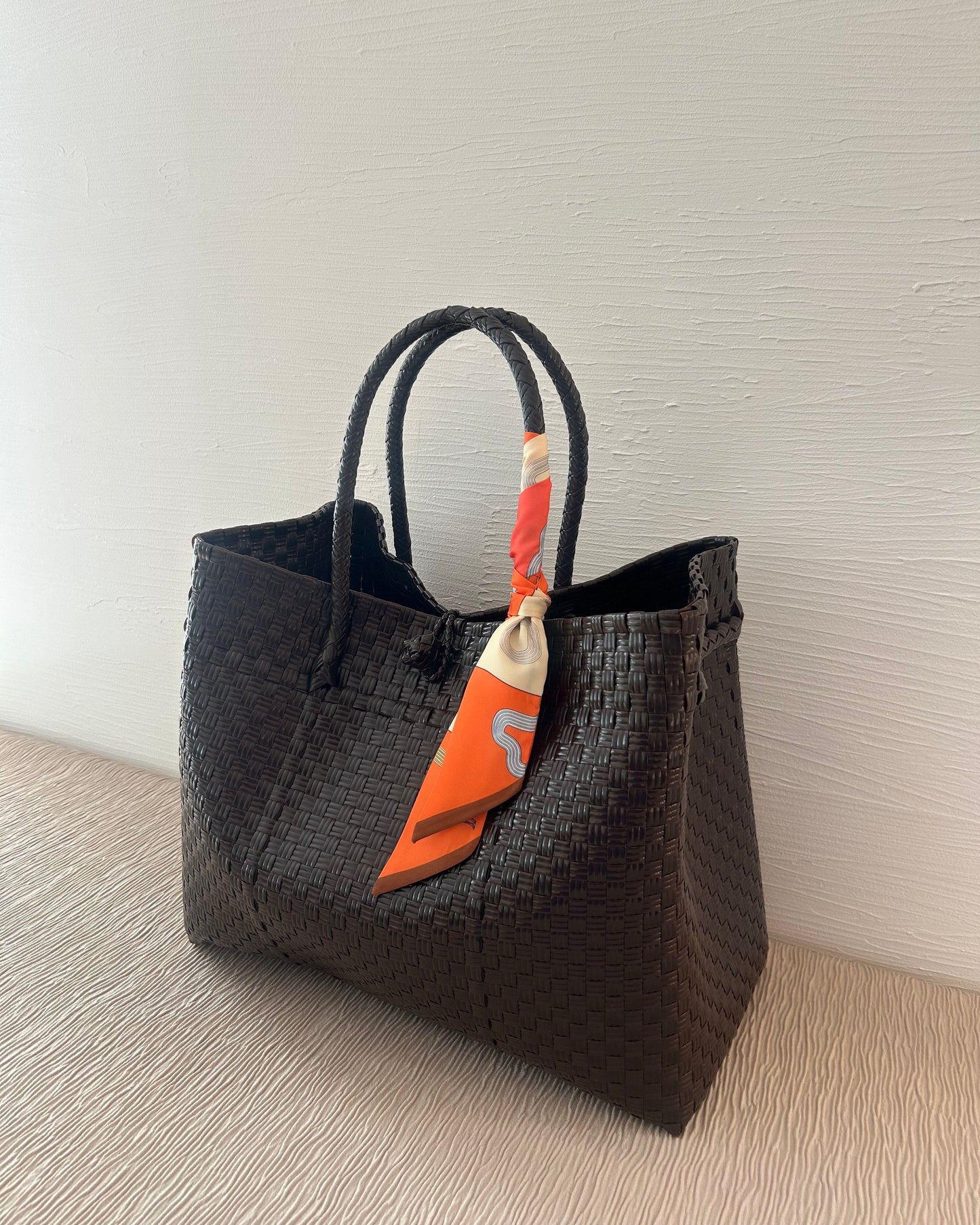 NEW プラカゴバッグ　XL　《スカーフセット》　チョコレートブラウン　ショートハンドル