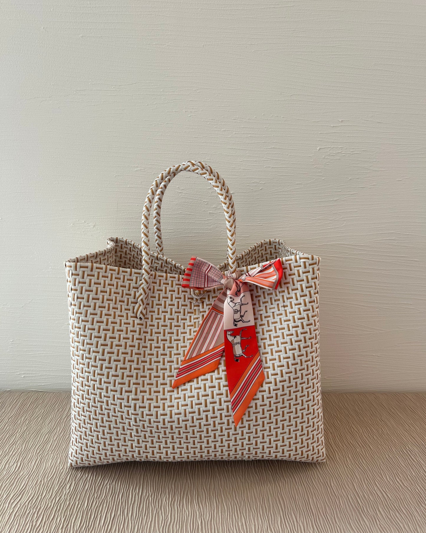 NEW プラカゴバッグ　XL　《スカーフセット》シャンパンゴールド　ショートハンドル